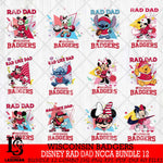 Wisconsin Badgers Disney Rad Dad NCAA Bundle 12 SVG DXF EPS PNG FILE, BUNDLE NCAA Disney Father day File Cut,Digital Download,Instant Download,Disney Svg Files