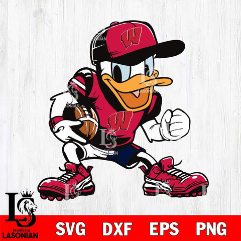 Wisconsin Badgers Donal Duck Svg Eps Dxf Png File, NCAA svg, Digital Download, Instant Download