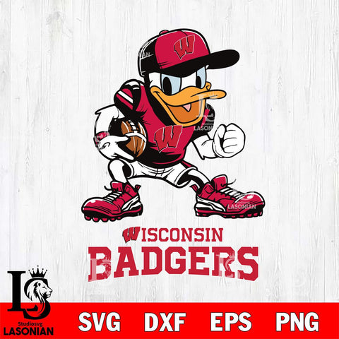 Wisconsin Badgers Donal Duck Disney, Svg Eps Dxf Png File, Digital Download
