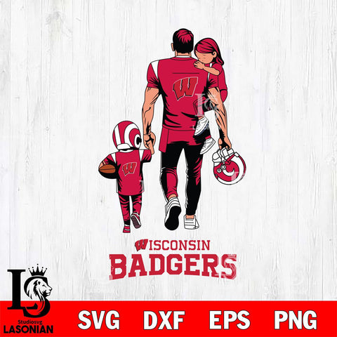 Wisconsin Badgers Father And Son Football SVG DXF EPS PNG FILE,NCAA SVG, Father day Digital Download,Instant Download, Silhouette