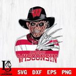 Wisconsin Badgers Freddy Krueger Horror Halloween Svg Eps Dxf Png File, NCAA svg, Digital Download, Instant Download