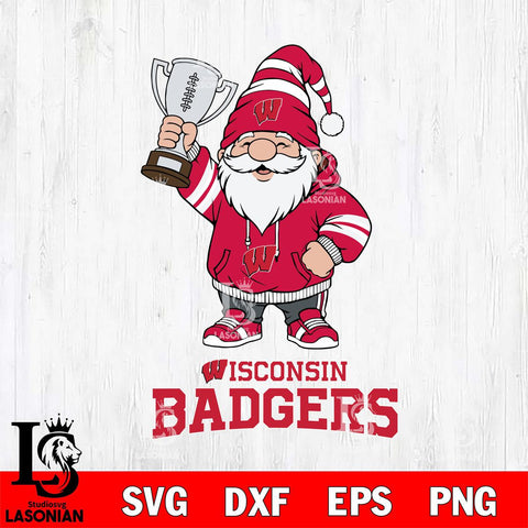 Wisconsin Badgers Gnome Champion File Cut, NCAA SVG, Digital Download , Criucut , Silhouette