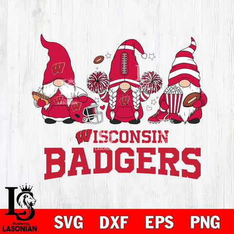 Wisconsin Badgers Gnome Fan File Cut, NCAA SVG, Digital Download , Criucut , Silhouette