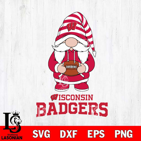 Wisconsin Badgers Gnome Football File Cut, NCAA SVG, Digital Download , Criucut , Silhouette