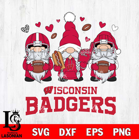 Wisconsin Badgers Gnome Rugby File Cut, NCAA SVG, Digital Download , Criucut , Silhouette