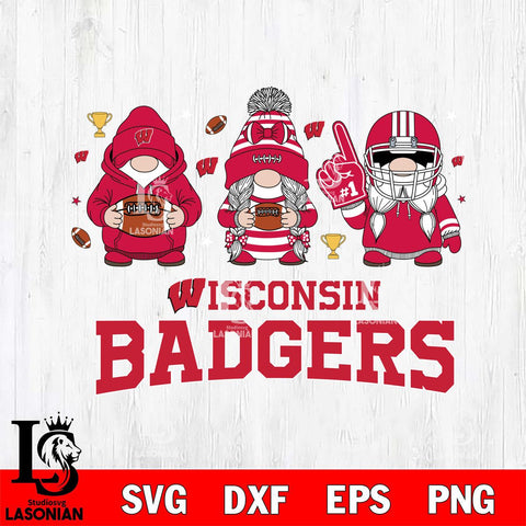 Wisconsin Badgers Gnome #1 Football File Cut, NCAA SVG, Digital Download , Criucut , Silhouette
