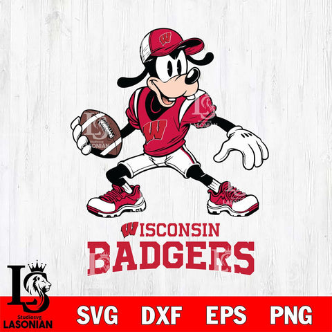 Wisconsin Badgers Goofy Disney, Svg Eps Dxf Png File, Digital Download