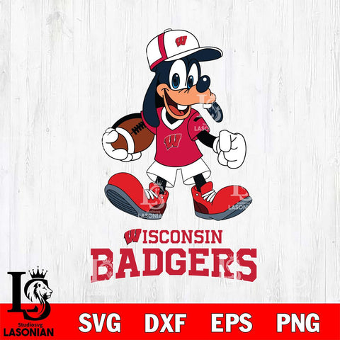 Wisconsin Badgers Goofy Football Player SVG DXF EPS PNG FILE,NCAA svg ,Football Digital Download,Instant Download, Silhouette