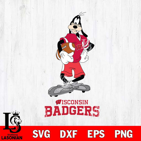 Wisconsin Badgers Goofy Player SVG DXF EPS PNG FILE,NCAA svg ,Football Digital Download,Instant Download, Silhouette
