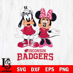 Wisconsin Badgers Goofy and Minnie mouse Football SVG DXF EPS PNG FILE,NCAA svg ,Football Digital Download,Instant Download, Silhouette