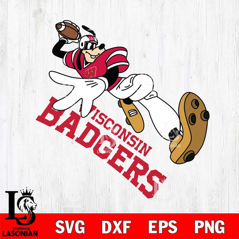 Wisconsin Badgers Goofy rugby player SVG DXF EPS PNG FILE,NCAA svg ,Football Digital Download,Instant Download, Silhouette