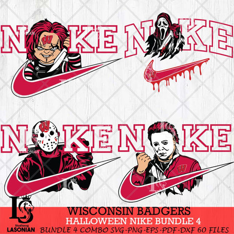 Wisconsin Badgers Halloween Nike NCAA Bundle 4 Svg Eps Dxf Png File, Digital Download, Instant Download