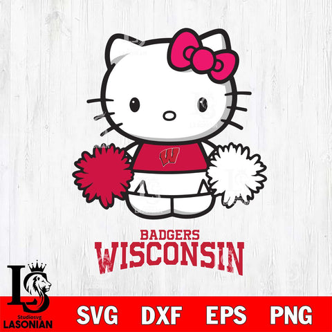 Wisconsin Badgers Hello Kitty Cheerleader 2 Svg Eps Dxf Png File, Digital Download, Instant Download