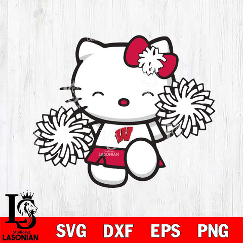 Wisconsin Badgers Hello Kitty Cheerleader Svg Eps Dxf Png File, Digital Download, Instant Download