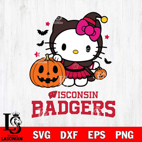 Wisconsin Badgers Hello Kitty Horror 1 Svg Eps Dxf Png File, Digital Download