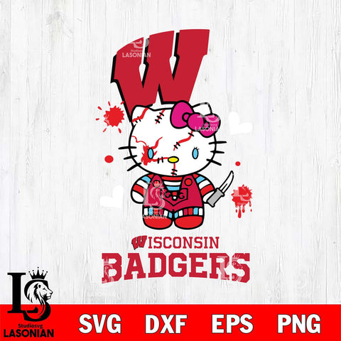 Wisconsin Badgers Hello Kitty Horror 2 Svg Eps Dxf Png File, Digital Download