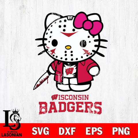 Wisconsin Badgers Hello Kitty Horror 3 Svg Eps Dxf Png File, Digital Download
