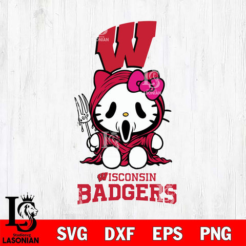 Wisconsin Badgers Hello Kitty Horror 4 Svg Eps Dxf Png File, Digital Download