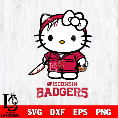 Wisconsin Badgers Hello Kitty Horror 5 Svg Eps Dxf Png File, Digital Download