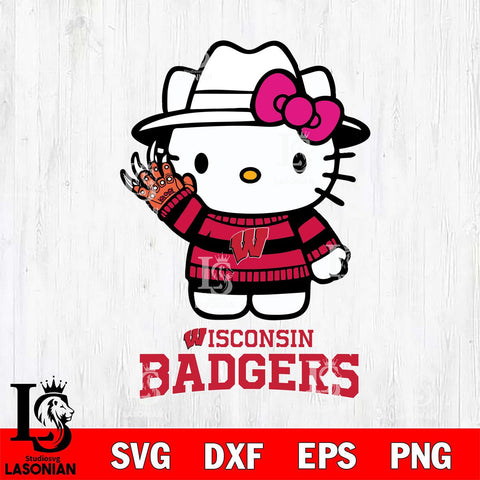 Wisconsin Badgers Hello Kitty Horror 6 Svg Eps Dxf Png File, Digital Download