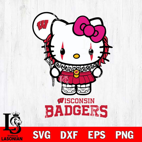Wisconsin Badgers Hello Kitty Horror 7 Svg Eps Dxf Png File, Digital Download