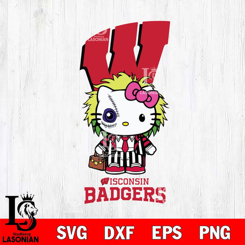Wisconsin Badgers Hello Kitty Horror 8 Svg Eps Dxf Png File, Digital Download