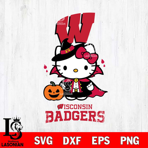 Wisconsin Badgers Hello Kitty Horror 9 Svg Eps Dxf Png File, Digital Download