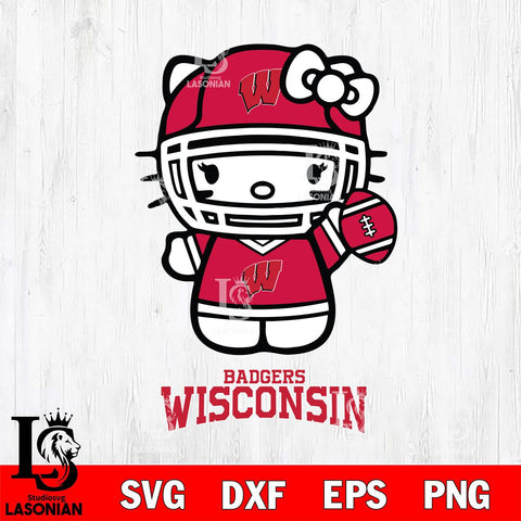 Wisconsin Badgers Hello Kitty NCAA 1 Svg Eps Dxf Png File, Digital Download, Instant Download