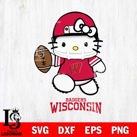 Wisconsin Badgers Hello Kitty NCAA 4 Svg Eps Dxf Png File, Digital Download, Instant Download