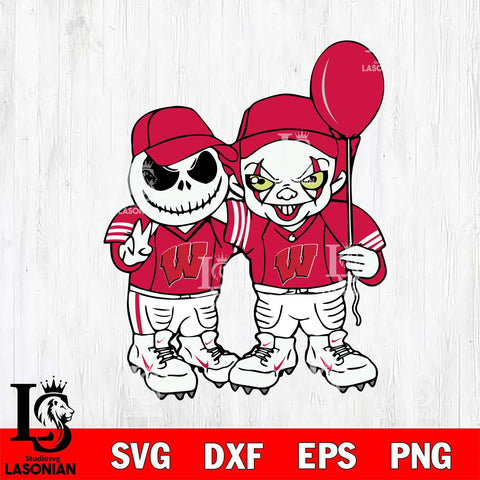 Wisconsin Badgers Jack Skellington And Pennywise Football Svg Eps Dxf Png File, NCAA svg, Digital Download, Instant Download