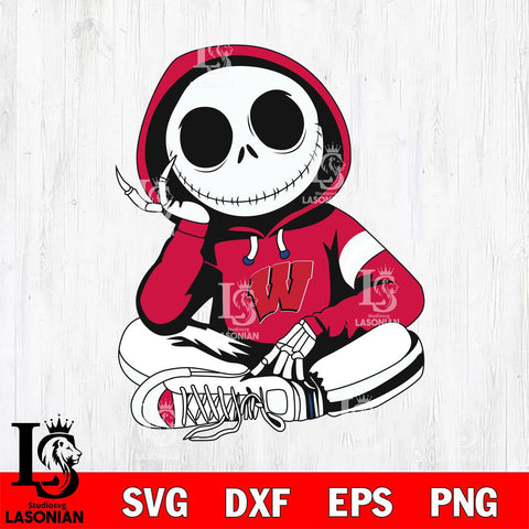 Wisconsin Badgers Jack Skellington halloween Svg Eps Dxf Png File, NCAA svg, Digital Download, Instant Download