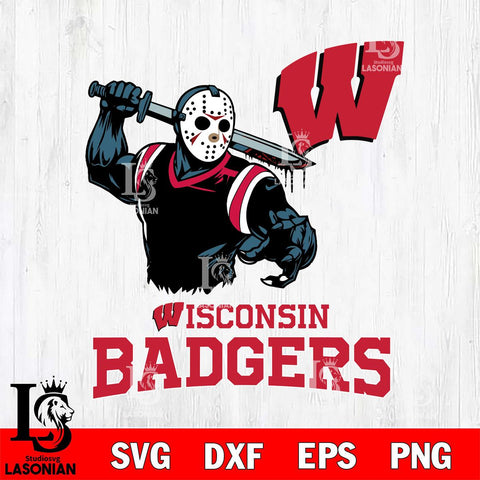 Wisconsin Badgers Jason Voorhees 5 Svg Eps Dxf Png File, Digital Download