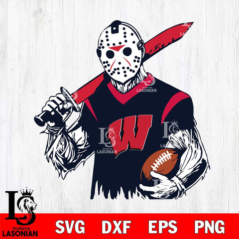 Wisconsin Badgers Jason Voorhees Horror Halloween 2 Svg Eps Dxf Png File, NCAA svg, Digital Download, Instant Download