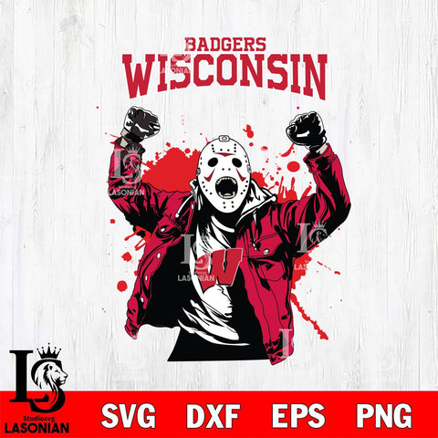 Wisconsin Badgers Jason Voorhees Horror Halloween 3 Svg Eps Dxf Png File, NCAA svg, Digital Download, Instant Download