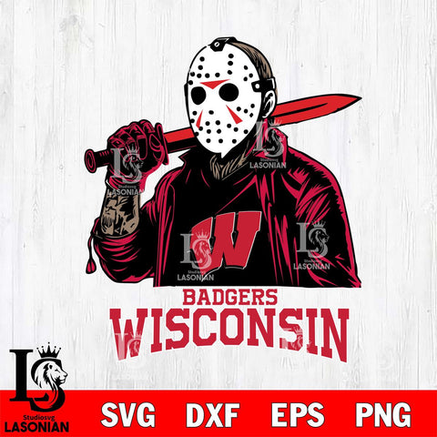 Wisconsin Badgers Jason Voorhees Horror Halloween Svg Eps Dxf Png File, NCAA svg, Digital Download, Instant Download