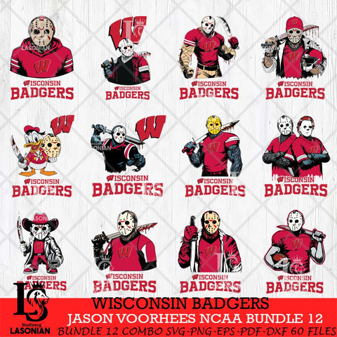 Wisconsin Badgers Jason Voorhees NCAA Bundle 12 SVG Svg Eps Dxf Png File, Digital Download