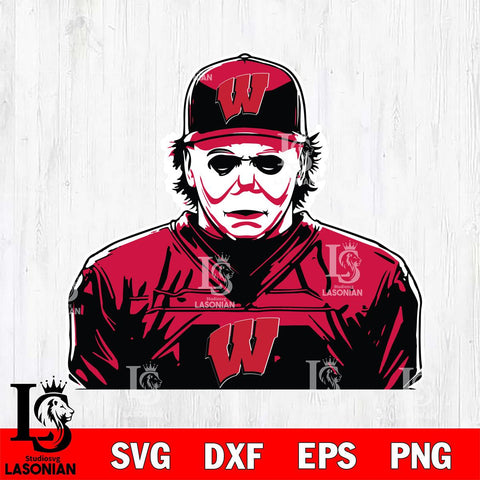 Wisconsin Badgers Michael Myers Horror Halloween Svg Eps Dxf Png File, NCAA svg, Digital Download, Instant Download