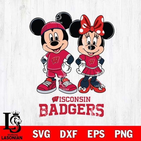 Wisconsin Badgers Mickey And Minnie Rugby Svg Eps Dxf Png File, NCAA svg , Digital Download , Instant Download, Cricut File