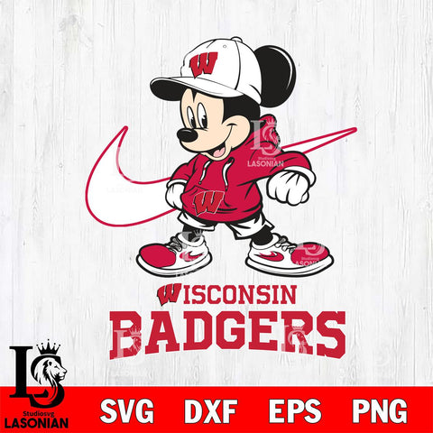 Wisconsin Badgers Mickey Mouse NIKE, Svg Eps Dxf Png File, Digital Download