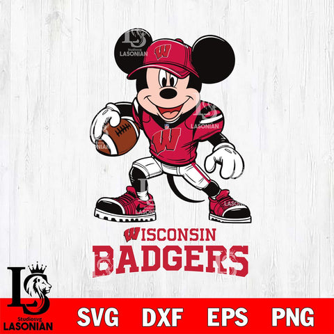 Wisconsin Badgers Mikey Mouse Disney, Svg Eps Dxf Png File, Digital Download