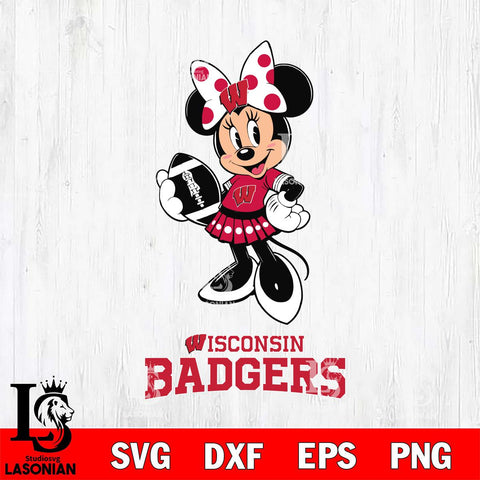 Wisconsin Badgers Minnie Mouse, Svg Eps Dxf Png File, Digital Download