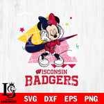 Wisconsin Badgers Minnie Mouse Dancing SVG DXF EPS PNG FILE, NCAA File Cut,Digital Download,Instant Download