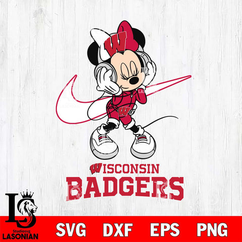 Wisconsin Badgers Minnie Mouse Dancing NIKE, Svg Eps Dxf Png File, Digital Download