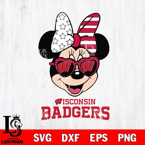Wisconsin Badgers Minnie Mouse Love 2, Svg Eps Dxf Png File, Digital Download