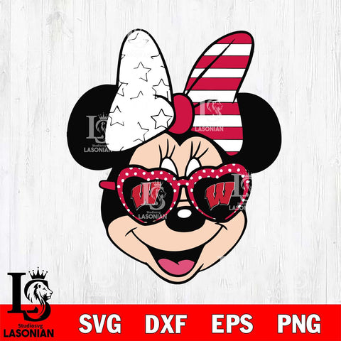 Wisconsin Badgers Minnie Mouse Love Svg Eps Dxf Png File, NCAA svg, Digital Download, Instant Download