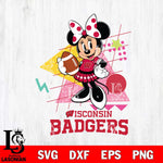 Wisconsin Badgers Minnie Mouse Sport SVG DXF EPS PNG FILE, NCAA File Cut,Digital Download,Instant Download
