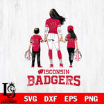 Wisconsin Badgers Mother and son Rugby SVG DXF EPS PNG FILE,NCAA SVG, Father day Digital Download,Instant Download, Silhouette