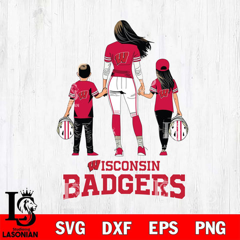 Wisconsin Badgers Mother and son Rugby SVG DXF EPS PNG FILE,NCAA SVG, Father day Digital Download,Instant Download, Silhouette
