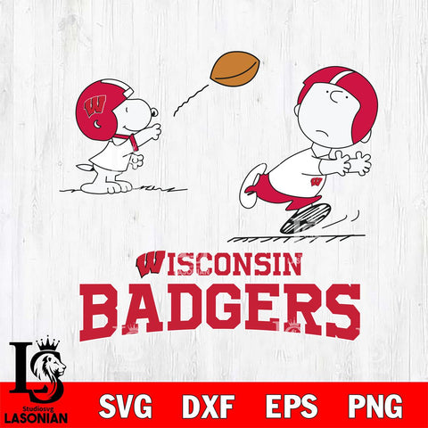 Wisconsin Badgers Peanuts play football SVG DXF EPS PNG FILE,Snoopy File Cut, NCAA Digital Download,Instant Download,Christmas Silhouette