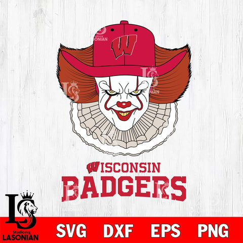 Wisconsin Badgers Pennywise Horror Sport 12 Svg Eps Dxf Png File, Digital Download